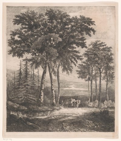 At arabası ile manzara by Jean Théodore Joseph Linnig
