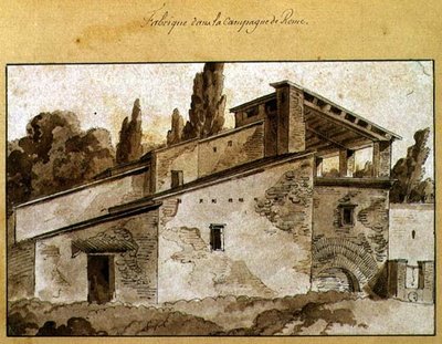 Roma Çevresindeki Kırsaldaki Fabrika (kağıt üzerinde sepya yıkamalı kalem ve mürekkep) by Jean Thomas Thibault