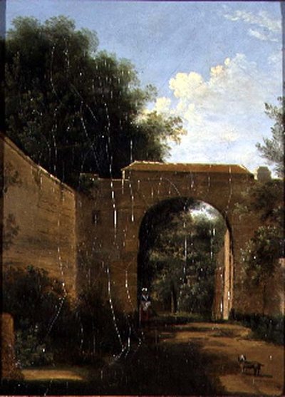 Duvarlı Bir Bahçe (tuval üzerine yağlı boya) by Jean Victor Bertin