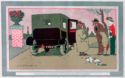 'Yeni şoför', Fransız otomobil çizgi filmi, 1913 by Jean Villemot