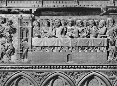 Katedral, iç mekan, koro ekranı, Son Akşam Yemeği, c.1340-51 (çok renkli taş) by Jean and Jean Le Boutellier Ravy
