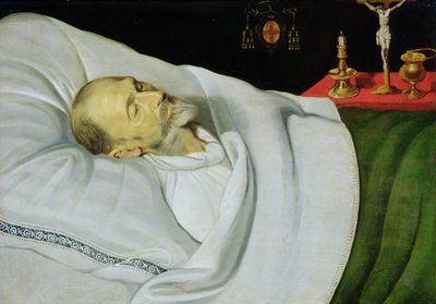 Antoine de Henin, Ypres Piskoposu, ölüm döşeğinde (panel) by Jean the Younger Bellegambe