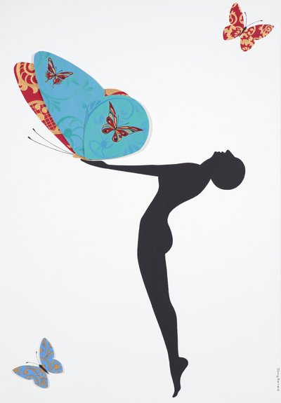 Les Papillons, 2008 (tuval üzerine akrilik) by Jenny Barnard