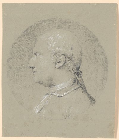 Erkek portresi, daire içine alınmış, profil solda by Jens Juel