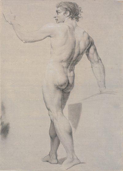 Model ayakta, arkadan bakıldığında, sol kol kaldırılmış by Jens Juel