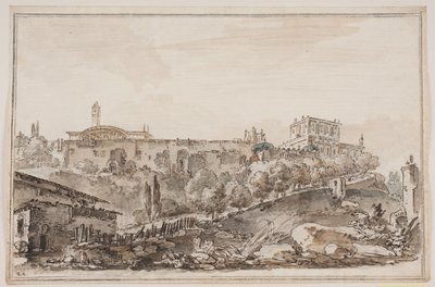 Duvarla çevrili saray ve kilise ile şehir prospektüsü by Jens Petersen Lund