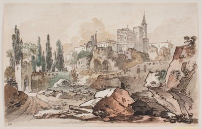 Ağaçlar ve kayalarla çevrili saray ile Prospect by Jens Petersen Lund