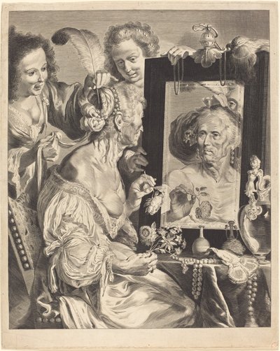 Tuvalet Masasında Yaşlı Bir Kadın by Jeremias Falck after Johann Liss after Bernardo Strozzi