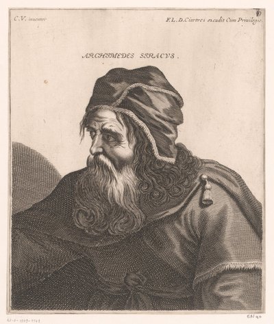 Arşimet portresi Arşimet Siracusa. (nesne üzerindeki başlık) Filozofların ve kralların büstleri (seri başlığı) by Jerôme David (attributed to)