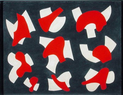 Ayrılmış Formlar - Kırmızı, c.1937 (kart üzeri yağlı boya) by Jessica Stewart Dismorr