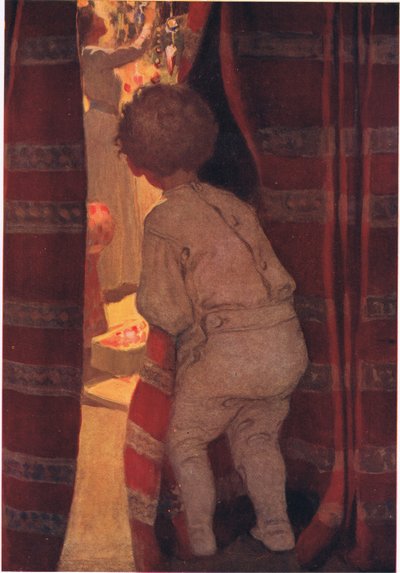 Salona bir göz atmak için aşağı indi (renkli taş) by Jessie Willcox Smith