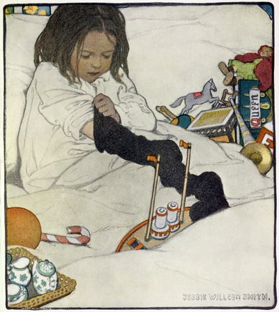 Noel Çorabının Açılması by Jessie Willcox Smith