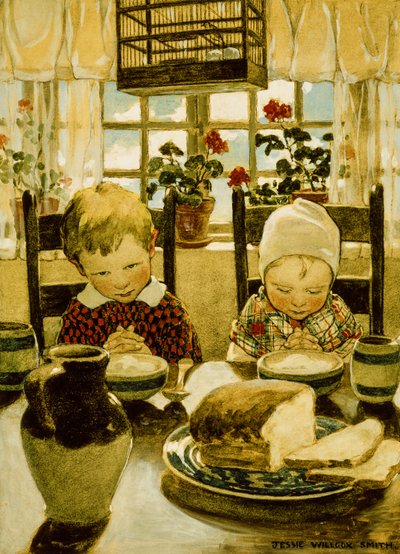 Kahvaltıda Dualar (suluboya) by Jessie Willcox Smith