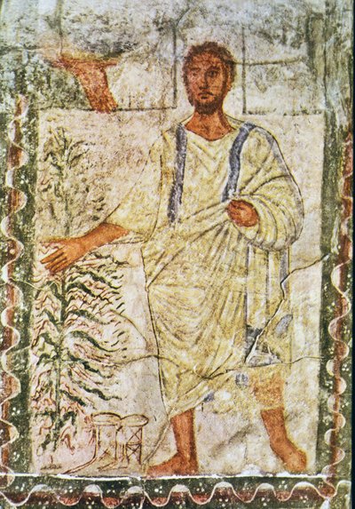 Musa ve Yanan Çalı (alçı üzerine tempera) by Jewish School