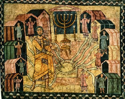 Bira Kampı ve Mucizevi Kuyu (alçı üzerine tempera) by Jewish School