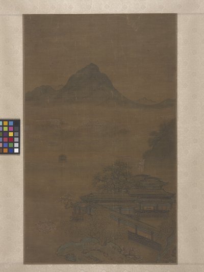 Bahar Sislerinde Saray Köşkleri (ipek üzerine mürekkep, renk ve altın) by Jiang Yuan
