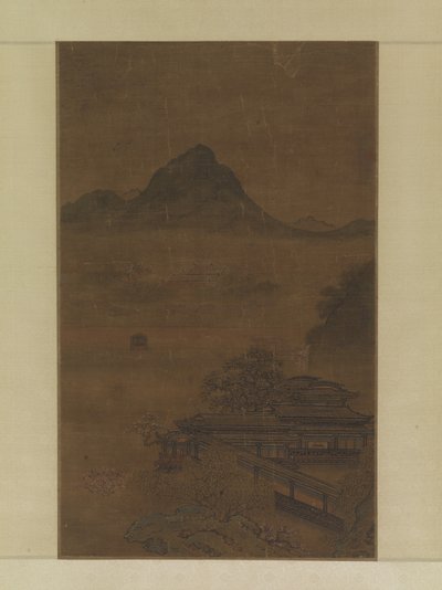 Bahar Sislerinde Saray Köşkleri (ipek üzerine mürekkep, renk ve altın) by Jiang Yuan
