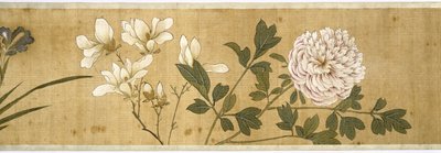 One Hundred Flowers, early 17th century (painted silk) (detail) by Jiayan Chen