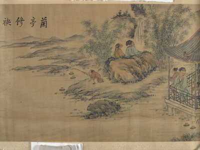 Lanting Orchid Pavilion'da Buluşma (saten üzerine mürekkep ve renkli) by Jiuru Chen