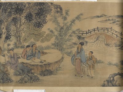 Lanting Orchid Pavilion'da Buluşma (saten üzerine mürekkep ve renkli) by Jiuru Chen