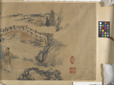 Lanting Orchid Pavilion'da Buluşma (saten üzerine mürekkep ve renkli) by Jiuru Chen