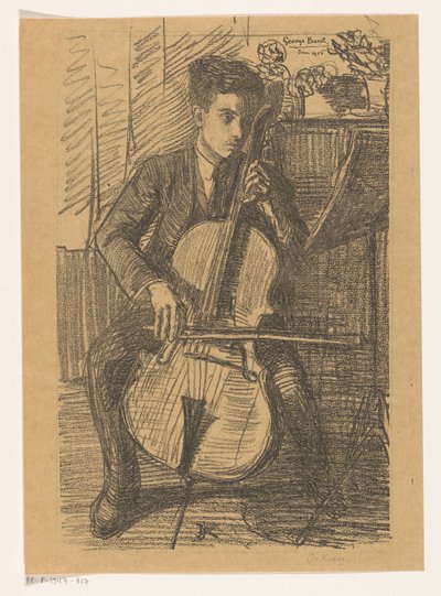 George Bacot çello çalıyor by Jo Koster (signed by artist)