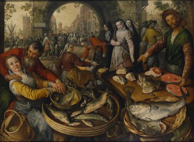 Ecce Homo ile Balık Pazarı, 1570 by Joachim Beuckelaer