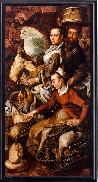 Kümes hayvanları ve yumurta satan pazar tüccarları - Tablo Joachim Beuckelaer (1533-1574) 1564 Dim 203x103 cm Genes, Musei di Strada Nuova by Joachim Beuckelaer