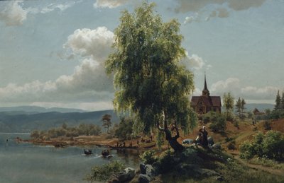Fiyorttaki kilise (tuval üzerine yağlı boya) by Joachim Frich