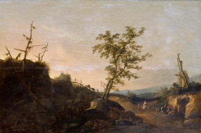 Bir manzarada gezginler (tuval üzerine yağlıboya) by Joachim Govertsz Camphuysen