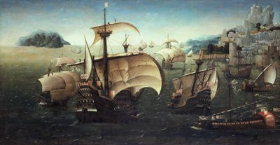 Kayalık Bir Sahilde Portekiz Karakları, 1540 dolayları by Joachim Patinir follower of