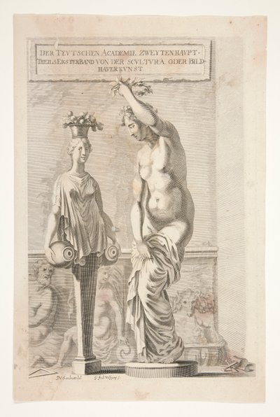 Vazolar ve Meyveler Taşıyan Bir Heykel ve Kadın Herm by Joachim von Sandrart