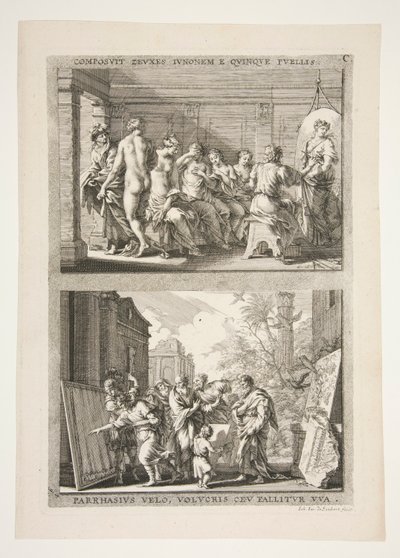 üst yarı: COMPOSIT ZEUXES JUNO OUT OF FIVE GIRL Alt yarı: PARRHASIUS PEÇE by Joachim von Sandrart