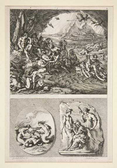 üst yarı: Quos Ego? alt yarı: İki Antik Kabartma: Üç Kader ve Bilinmeyen Bir Konu by Joachim von Sandrart