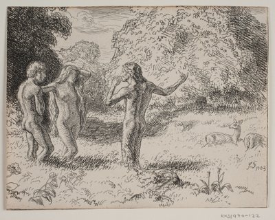 Adem ve Havva yılan tarafından cezbedilir by Joakim Frederik Skovgaard