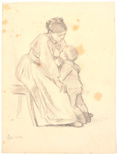 4-5 yaşındaki oğlunu emziren anne by Joakim Frederik Skovgaard