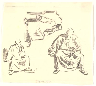 Oturan, sakallı adamla ilgili üç çalışma. Saul by Joakim Frederik Skovgaard