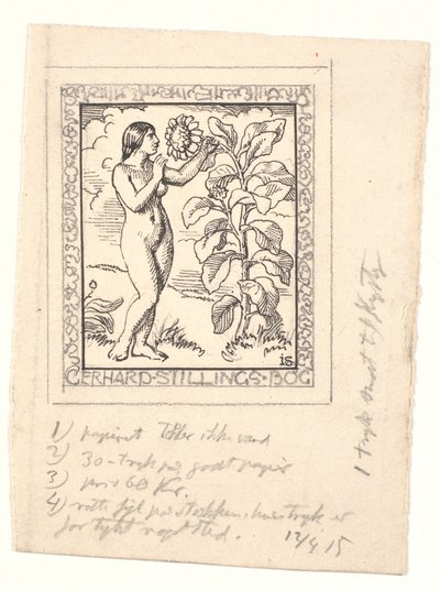 Gerhard Stilling için taslak ekslibris by Joakim Frederik Skovgaard