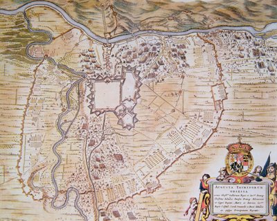 1640 kuşatması sırasında Torino Kalesi'nin planı (renkli taş) by Joan (after) Blaeu