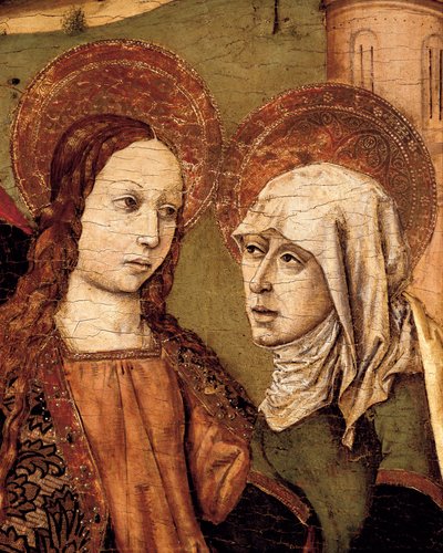 Ziyaretin Altarpiece, Bakire Elizabeth ile buluşuyor, detay, c. 1488-1516 (ahşapta tempera) by Joan Barcelo