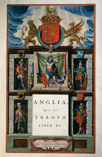 Doğu Anglia (İngiltere), Kitap XI, başlık sayfası Cilt V, Atlas maior, Joan Blaeu (1596-1673), bakır gravür, 57.5x39 cm, Amsterdam by Joan Blaeu