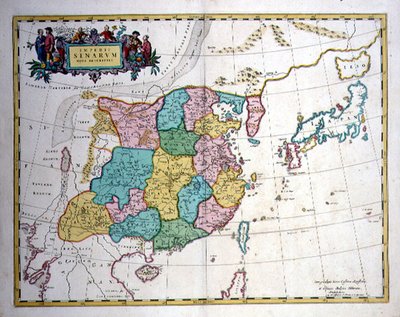 Yarımada olarak Japonya, Çin ve Kore, c.1700 (renkli gravür) by Joan Blaeu