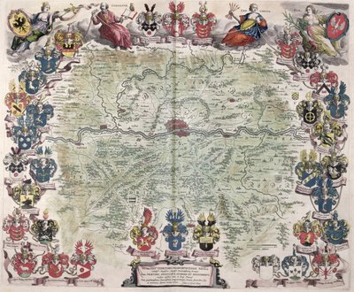 Frankfurt haritası ve çevresi, 'Nova Hanc Territori Francofurtensis Tabulum'dan, 1649 by Joan Blaeu