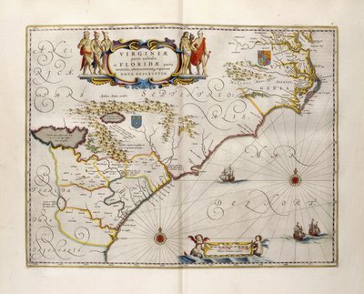 Virginia ve Florida Haritası, 1667 by Joan Blaeu