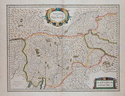 Trento alanı, Dünya Tiyatrosu veya Yeni Haritalar ve Tüm Bölgelerin Temsilleri Atlası (Theatrum orbis terrarum, sive, Atlas novus), Joan Blaeu (1596-1673), İtalya by Joan Blaeu