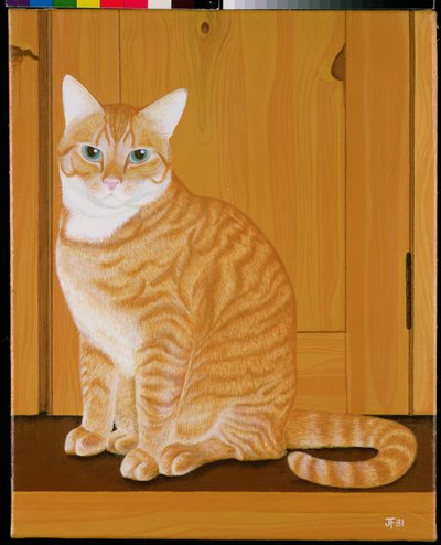 Bir kapının yanında marmelat kedi by Joan Freestone