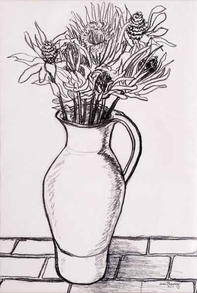 Kuru Çiçekli Kahverengi Sürahi, 2000, grafit by Joan Thewsey