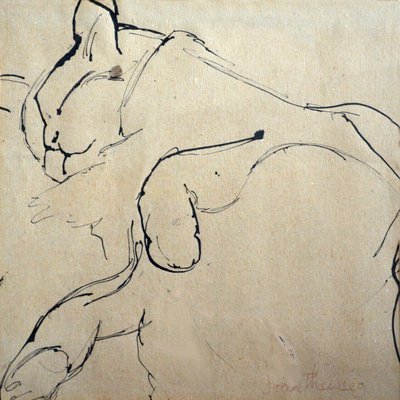 Cat, Mouser, 1980,(kalem ve mürekkep) by Joan Thewsey