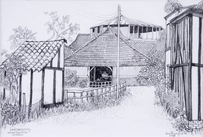 Lord Astors Mandıra, White Place Çiftliği, Cookham 2012, kalem by Joan Thewsey