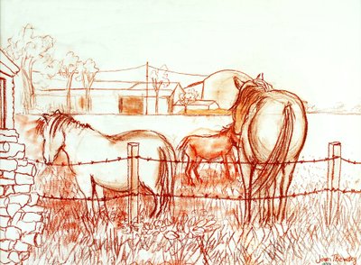 Serenat, Janie ve Çayırda Bir Eşek, 2000, (Terracotta Conte`) by Joan Thewsey
